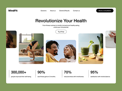 Clean UI for Health, Fitness & Wellness Website clean green health mindfulness minimalist modern ui ux website