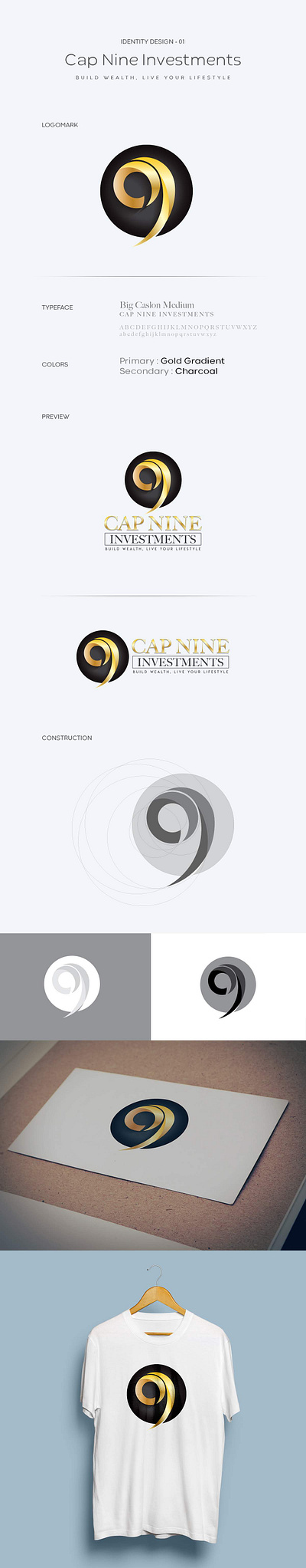 Cap Nine branding golden ratio logo designs