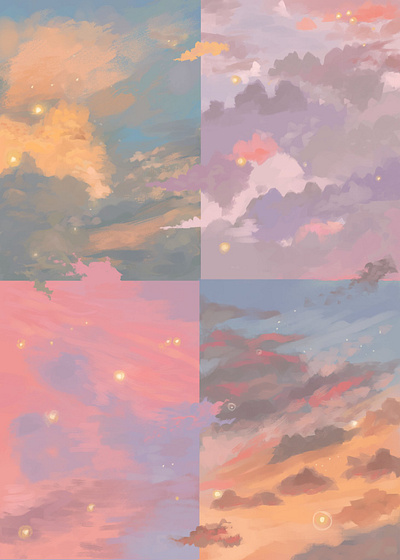 Four skies clouds my art original studies