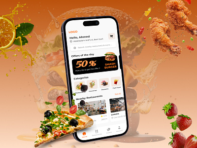 Food & Groceries Delivery App. app delivery design fast food food fruits groceries location mobile nearby restaurants ui