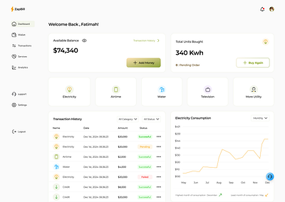 Electricity bill payment app branding dashboard design figma motion graphics ui uiu utility ux webdesign