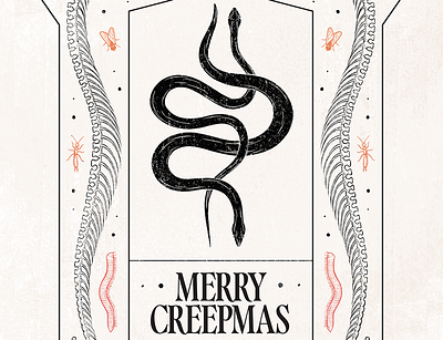 Merry Creepmas animal bug bugs creepy creepy crawlies drawing fly halloween illustration insects millipede nature seasonal skeleton skull snake snakes spooky wildlife