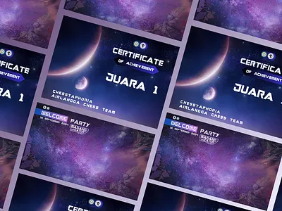 Space Certificate and Background Design 2d background board branding canva certificate design galaxy gotg graphic design illustration moon purple space typography vector winner winner board zoom background