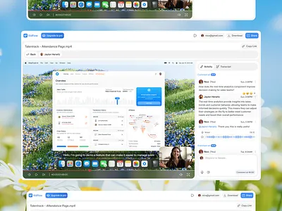 Vidflow - Screen Recording & Editing Dashboard [Streaming Video] activity activity comment comment editing live streaming online editing play preview product design screen screen recording streaming ui video video player web web design web page website