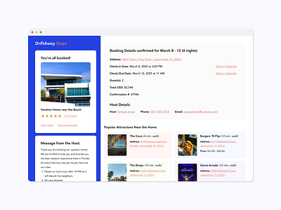 Vacation Home Rental confirmation dailyui design figma home page rental ui ux vacation web