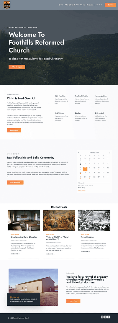 foothillsreformed.org branding ui ui design ux ux design web design wordpress