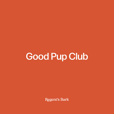 Regent's Bark club dog logo orange puppy slogan