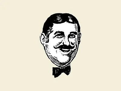 Marché Bonanza bowtie branding face grocer grocery illustration logo man mascot moustache realistic retro smile vintage