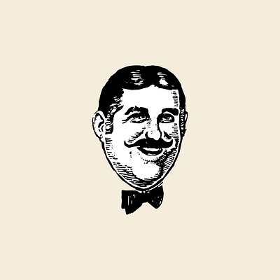 Marché Bonanza bowtie branding grocer grocery illustration man moustache retro smile vintage