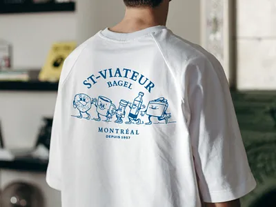 St-Viateur Bagel bagel blue branding coffee mascot merch montreal print st viateur tshirt