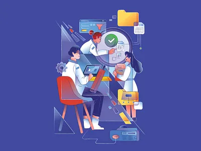 Research Concept Illustration analys book concept cover data illustration lab research science ui