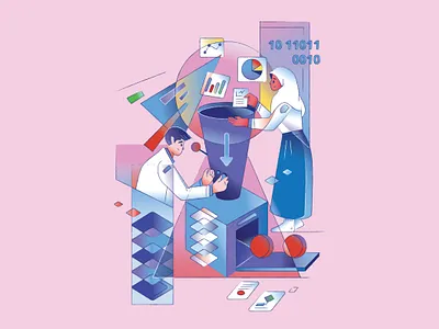 Data Analyst Concept Illustration analyst book chart concept cover data filter illustration project research school student technology ui