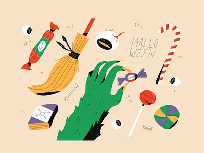 Halloween Party Illustration character drawing element flat halloween illustration monster party spooky