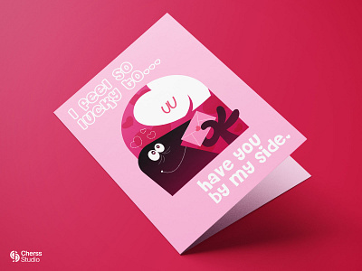 I feel so lucky to... Have you by my side! affinity black branding comic design designer digital illustration digital painting digitalart dribbble graphic design heart illustration linkedin pink red shot valentine vector white