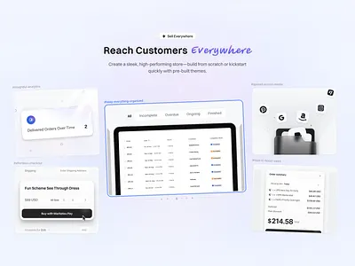 E-commerce for Business Growth – Features Sections bento design ecommerce ecommerce platform features features sections illustration landing landing page marketing screen marketing site marketing tools saas saas landing page shopify ui ux web design