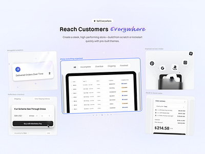 E-commerce for Business Growth – Features Sections bento design ecommerce ecommerce platform features features sections illustration landing landing page marketing screen marketing site marketing tools saas saas landing page shopify ui ux web design