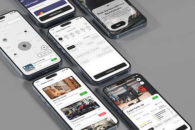 Premium Automobile Service Mobile App UI/UX Design. appdesigninspiration autoindustryapp automobileappdesign automotiveui autorepairbooking autorepairui bestappdesign carmaintenanceapp carserviceapp carworkshopapp figmadesign garagemanagementapp garageserviceapp mobileappdesign modernuiux servicebookingapp uiuxdesign userexperiencedesign uxuidesigners vehicleserviceui
