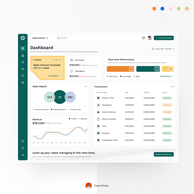 Sales Dashboard Concept Design analytics dashboard design mockup salesdashboard ui user interface ux ux design