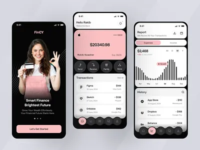 FinCY - Smart Finance App b2b banking banking app branding delisas discover finance finance app fintech mobile mobile app money product design saas sas ui uiux ux wallet wallet app