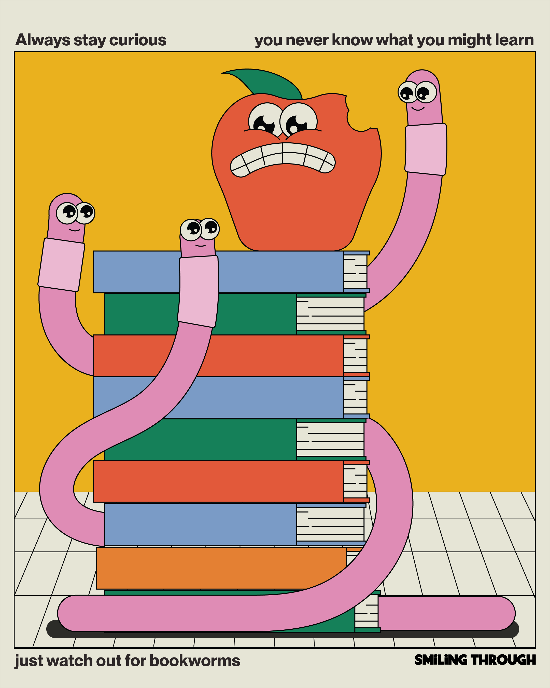 Bookworms illustration typography