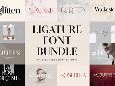 Ligature Font BUNDLE classy font display font elegant font fashion font duo ligature font ligature font bundle ligatures logo font minimalist font modern font modern serif script serif signature social media sophisticated wedding font