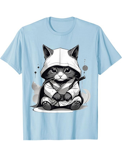 Adorable Samurai Cat T-Shirt adorable amazon cat cats clothing fashion illustration pets samurai shirt