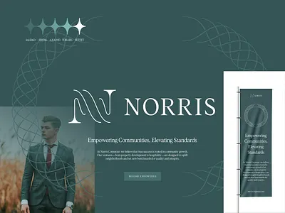 Norris Corporate Direction 18 branding branding and identity color palette corporate design flag graphic design identity lettermark logo logo design minimal modern monogram moodboard serif stylescape type type design typography