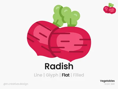 Radish Icon Flat Style edible icon icon design illustration plant