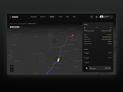 Dark Mode Shipment Tracker UI darkmode dashboard figma logistics productdesign ui ux webapp