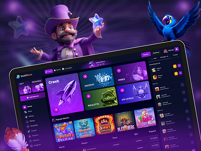 Casino Home Page Design 3d animation betting blockchain blog branding casino casino review casino website crypto gambling game gaming graphic design logo online casino slots ui