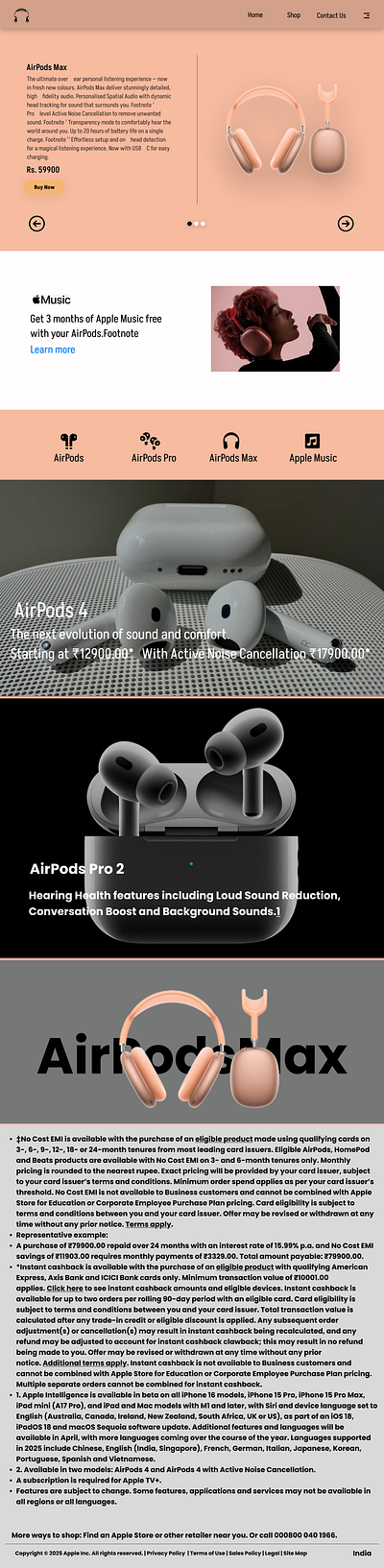 Headphones website home Page With sliders animation motion graphics ui