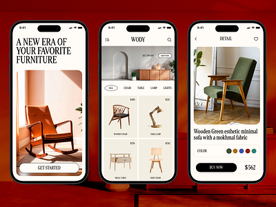 WODY – A New Era of Furniture Shopping chair chair app design clean design creative work design ecommerce ecommerce mobile app experience design furniture home products minimal design product design product mobile app shahriarsultan ui design