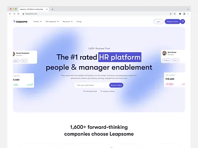 Leapsome - HR Management Landing Page applicant career employee management framer homepage hr hr management human resource jobseeker landing page saas startup ui web design web marketing web platform