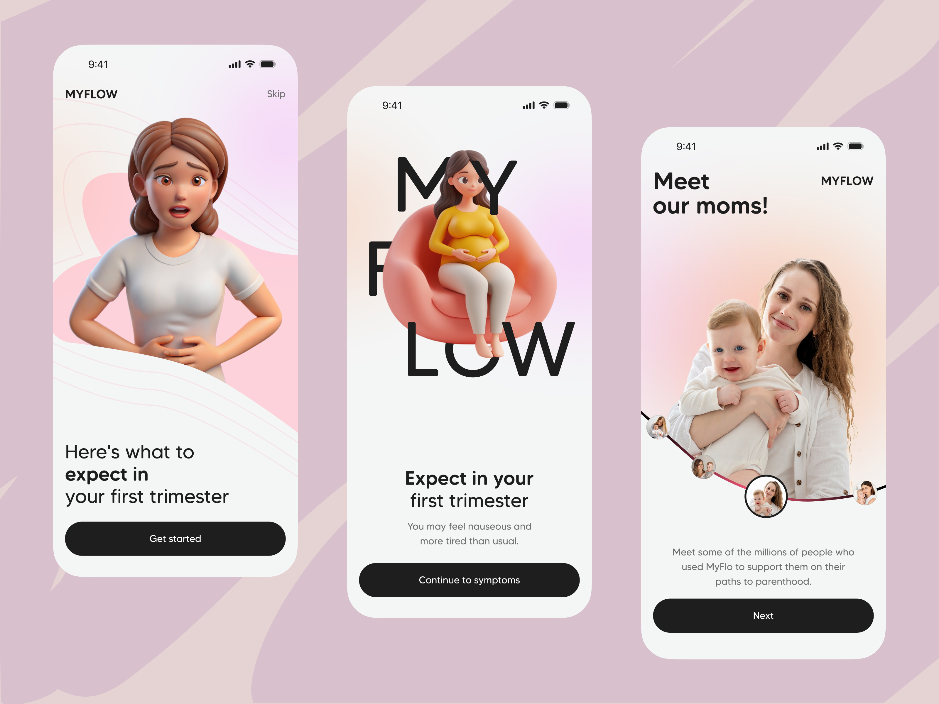Pregnancy And Period Tracker Onboarding app design baby countdown calendar interface design minimal mobile mobile app onboarding period period tracker periods pregnancy pregnancy journey pregnancy planner pregnancy progress pregnancy tracking app uiux women women health