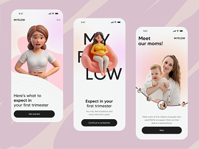 Pregnancy And Period Tracker Onboarding app design baby countdown calendar interface design minimal mobile mobile app onboarding period period tracker periods pregnancy pregnancy journey pregnancy planner pregnancy progress pregnancy tracking app uiux women women health