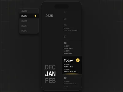 Calendar Rethink by Paul Elite calendar dark mode exploration figma minimal ui yellow
