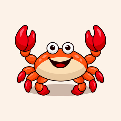 Playful Beach Crab Vector Art smile