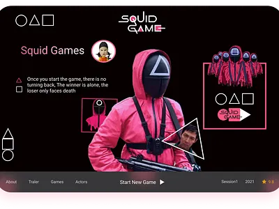 Squid Game Homepage UI Design....... animation ui ux