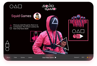 Squid Game Homepage UI Design....... animation ui ux