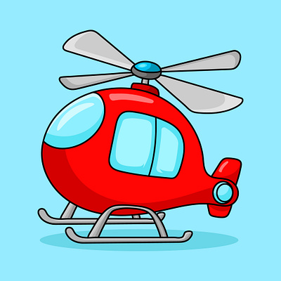 Colorful and Cheerful Red Helicopter travel