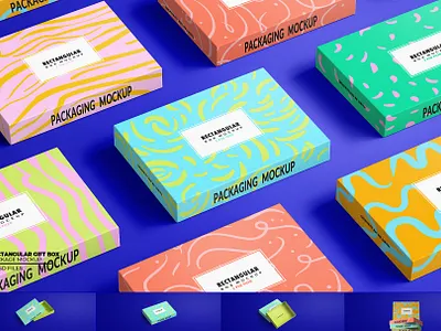 Rectangular Gift Box Package Mockup branding