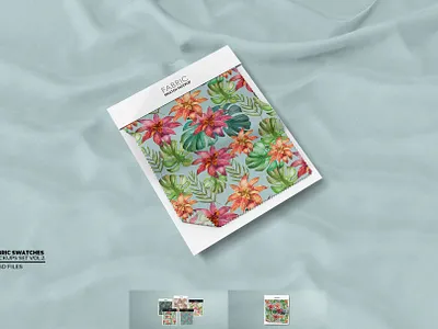 Folded Fabric Swatches Mockup fabric card