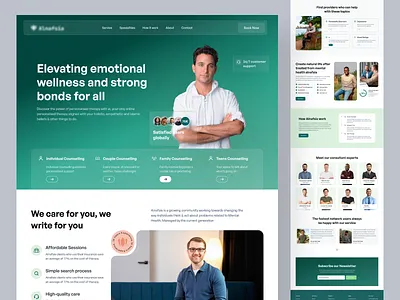 Mental Health Support Platform doctors website freelance designer medical website mental health mental health landing page mental health mobile app mental health web mental health website online mental health online theraphist telemedicine theraphist website uiux design web design web designer wellbeing website yoga and meditation website