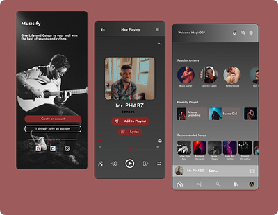 Music Player Interface design figma ui ux