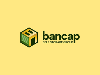 Bancap Self Storage Group, Logo Design for Storage Facility branding clever logo golden graphic design green initials logo isometric icon logo logomark real estate logo rolling shutter logo storage logo