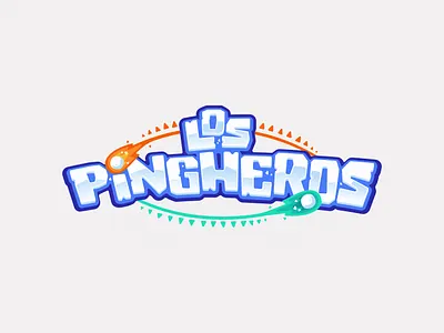 Los Pingheros -Video Game Logo Design fight fire games ice joy lettering logo los mexic orange penguin pingheros playful snow snowball turqoise video