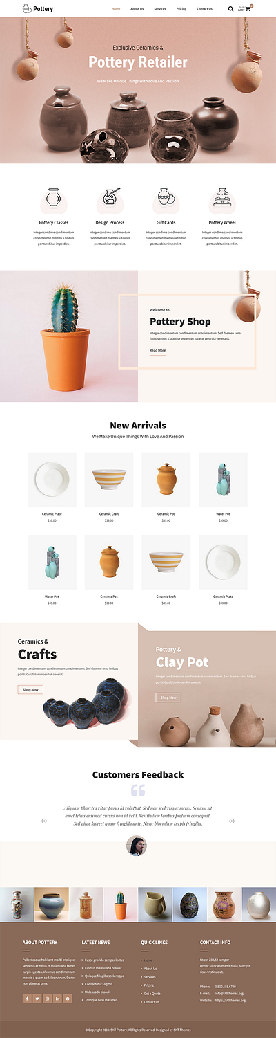 SKT Pottery Lite – Free Pottery WordPress Theme branding design illustration pottery pottery barn pottery studio theme design website builder wordpress wordpress design wordpress development wordpress landing page wordpress template wordpress theme wordpress website