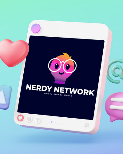 BRANDING OF "NERDY NETWORK" app branding design graphic design illustration logo typography ui ux vector