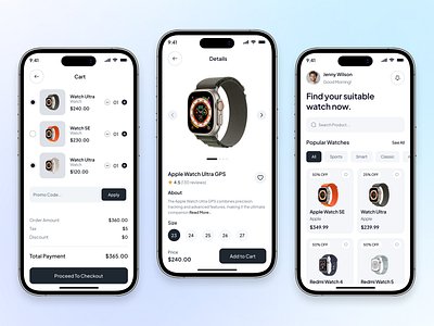 Watch E-Commerce Mobile App Design e commerce app luxury watch product page shopping app watch app watch store watch ui