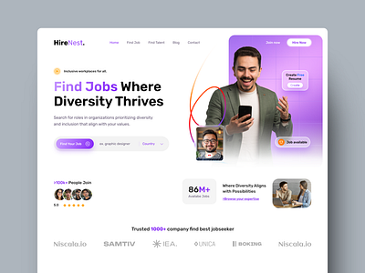 HireNext - Job Finder Platform Landing Page career clean ui design hire online hire platform hiring platform homepage human resource job finder job finder platform job platform job search job seeker landing page landing page design saas startup ui design web design website